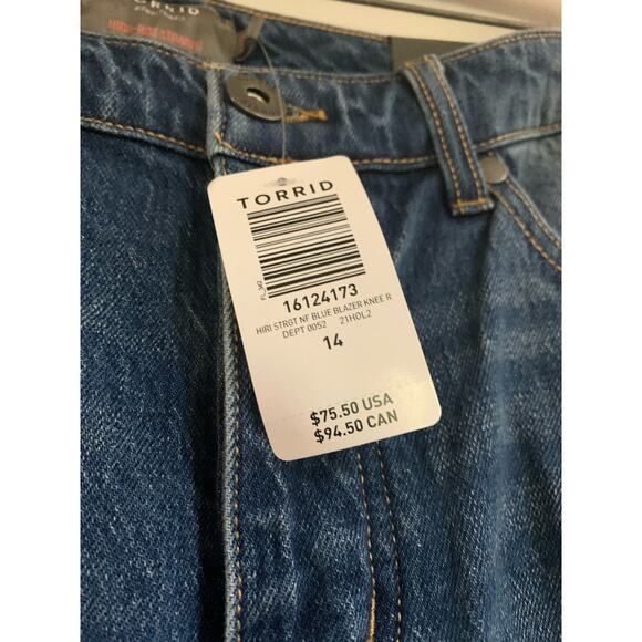 Torrid High Rise Button Fly Straight 14R NWT Denim Distressed Women Cropped Jean - Picture 10 of 10